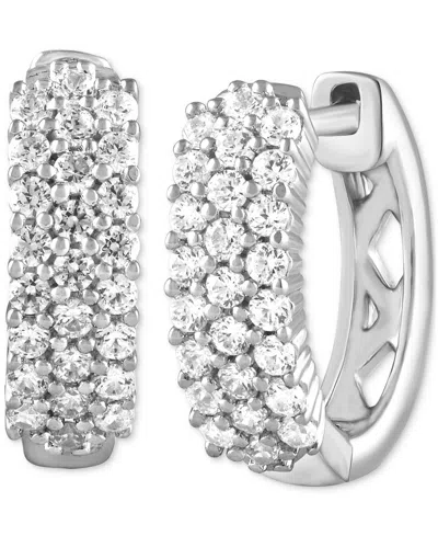 Macy's Diamond Triple Row Hoop Earrings (1/2 Ct. T.w.) In 14k White Gold
