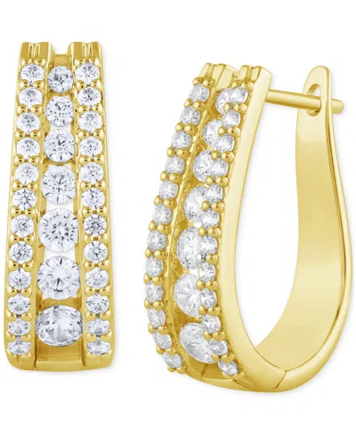 Macy's Diamond Triple Row Oval Hoop Earrings (1-1/2 Ct. T.w.) In 14k Gold In Yellow Gold