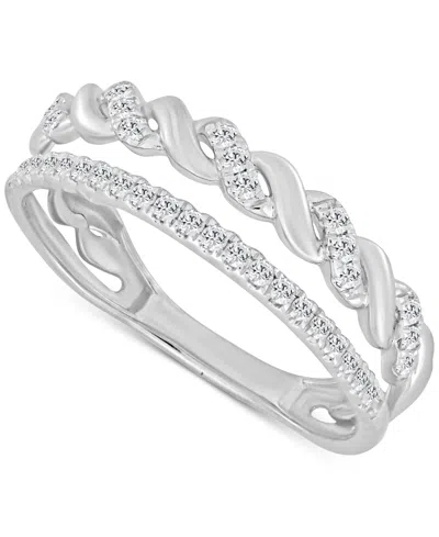 Macy's Diamond Twist Double Row Ring (1/5 Ct. T.w.) In 10k White Gold