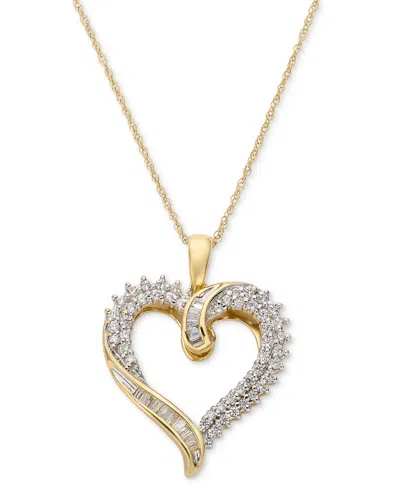Macy's Diamond Twist Heart 18" Pendant Necklace (1/2 Ct. T.w.) In 14k White Gold Or 14k Yellow Gold, 18" + 