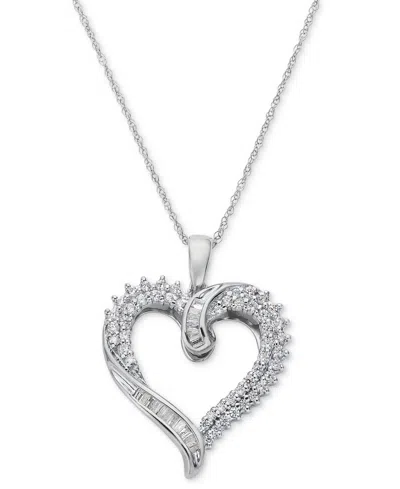 Macy's Diamond Twist Heart 18" Pendant Necklace (1/2 Ct. T.w.) In 14k White Gold Or 14k Yellow Gold, 18" + 