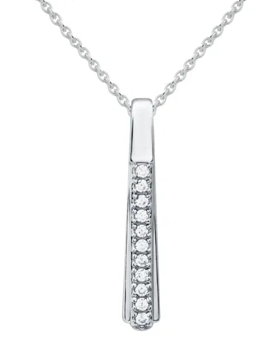 Macy's Diamond Vertical Bar 18" Pendant Necklace (1/10 Ct. T.w.) In Sterling Silver