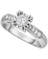 Macy's Diamond Vintage-like Fishtail Prong Engagement Ring (5/8 Ct. T.w.) In 14k White Gold In Metallic