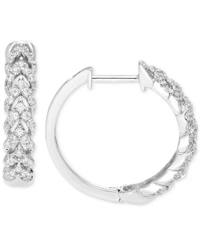 Macy's Diamond Woven Look Small Hoop Earrings (1/2 Ct. T.w.) In Sterling Silver, 0.77"