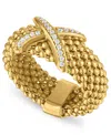 Macy's Diamond X Station Mesh Ring (1/6 Ct. T.w.) In 14k Gold Over Sterling Silver In Gold