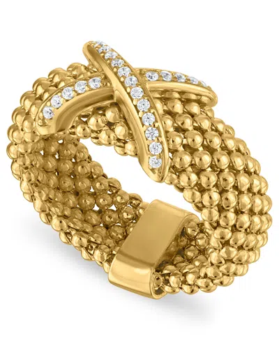 Macy's Diamond X Station Mesh Ring (1/6 Ct. T.w.) In 14k Gold Over Sterling Silver