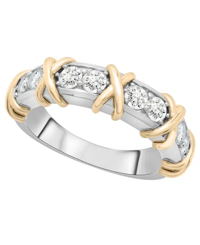 Macy's Diamond Xo Ring (1 Ct. T.w.) In 14k Yellow And White Gold