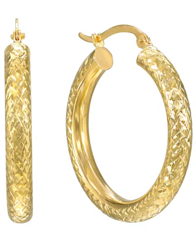 Macy's Diamond-cut Hoop Earrings In 10k Yellow Gold