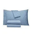 Macy's Dobby Stripe 200-thread Count Cotton Blend 4-pc. Sheet Set, King In Blue