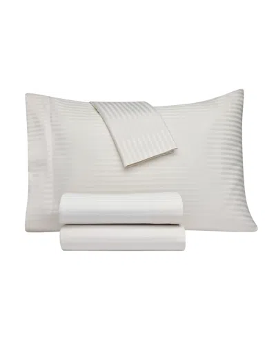 Macy's Dobby Stripe 200-thread Count Cotton Blend 4-pc. Sheet Set, Queen In White