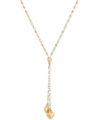 Macy's Double Heart 18" Lariat Necklace In 10k Gold