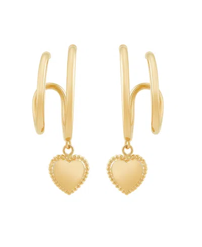 Macy's Double Hoop Heart Earrings In 14k Yellow Gold