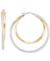 Macy's Double Medium Hoop Earrings In 14k Two-tone Gold-plated Sterling Silver, 40mm In Two-tone
