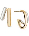 Macy's Double Polished Oval & Round Hoop Earrings In 10k Two-tone Gold In Two-tone