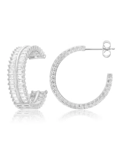 Macy's Double Row Baguette Earrings In Metallic
