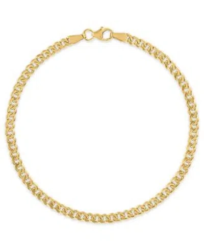 Macy's Macys Double Sided Cuban Chain Bracelet In 10k Yellow Gold