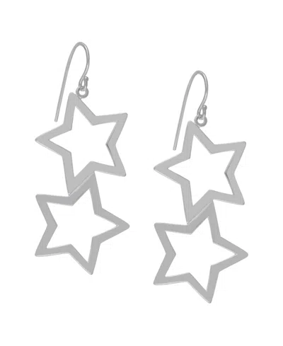 Macy's Double Star Dangle Open Wire Fishwire Earrings In Silver