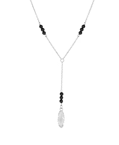 Macy's Double Teardrop Beaded 16" +2" Mirror Y-necklace In Silver