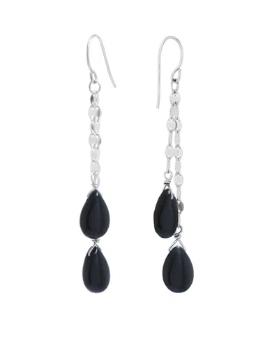Macy's Double Teardrop Chain Drop Earrings In Onyx