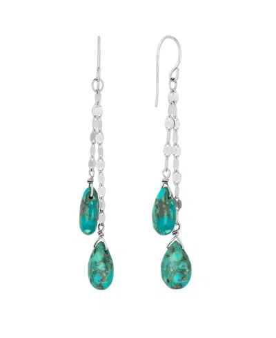 Macy's Double Teardrop Chain Drop Earrings In Turquoise