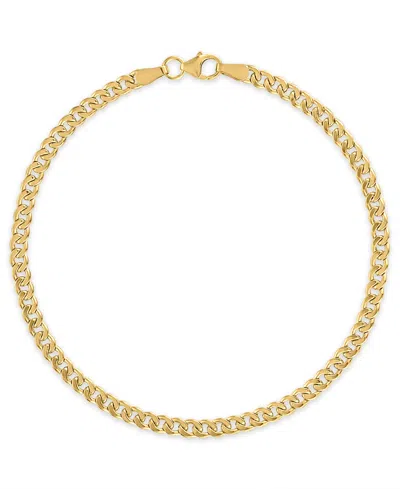 Macy's Double-sided Cuban Chain 7.5" Bracelet In 10k Yellow Gold (4mm)