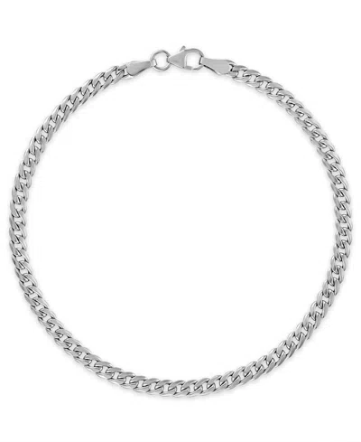 Macy's Double-sided Cuban Chain Bracelet In 10k Yellow Gold In Silver
