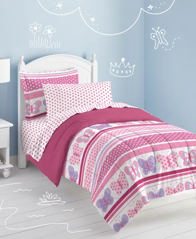Macy's Dream Factory Butterfly Dots Twin Comforter Set In Multi