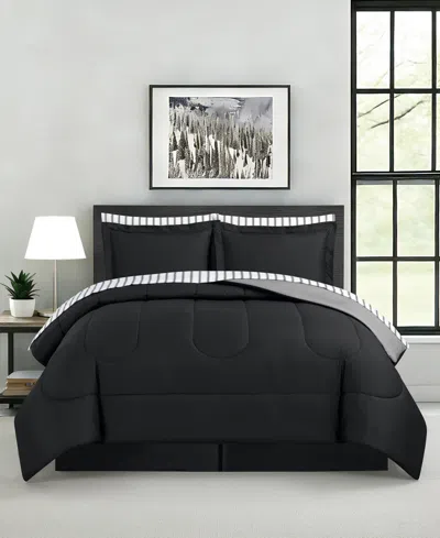 Macy's Drew Reversible 8-pc. Comforter Sets In Black
