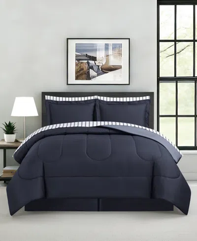 Macy's Drew Reversible 8-pc. Comforter Sets In Blue