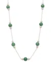 Macy's Dyed Green Jade & Cultured Freshwater Pearl (4-5mm) 18" Collar Necklace In 10k Gold In Metallic