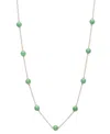 Macy's Dyed Green Jade Bead Station 18" Collar Necklace In 10k Gold