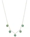 Macy's Dyed Green Jade Dangle Bead 18" Collar Necklace In 10k Gold In Green