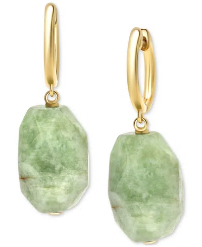 Macy's Dyed Green Jade Freeform Dangle Hoop Drop Earrings In 14k Gold-plated Sterling Silver