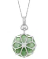Macy's Dyed Jade Flower Pendant (21 Ct. T.w.) Set In Sterling Silver In Jade