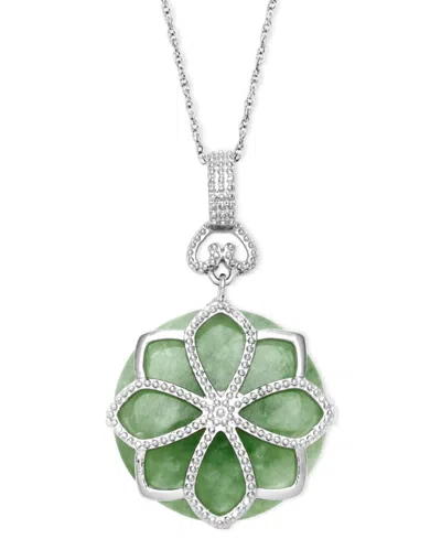 Macy's Dyed Jade Flower Pendant (21 Ct. T.w.) Set In Sterling Silver