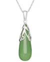 Macy's Dyed Jade Leaf Top Teardrop Pendant Set In Sterling Silver In Jade