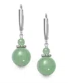 Macy's Dyed Jade Lever Back Drop Earrings In Sterling Silver In Silver