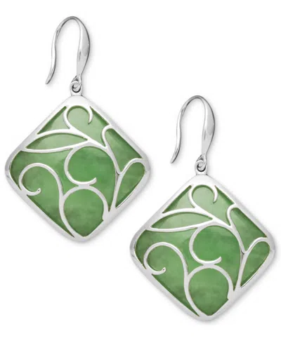 Macy's Dyed Jade Swirl Overlay Earrings In Sterling Silver