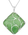 Macy's Dyed Jade Swirl Overlay Pendant Set In Sterling Silver In Jade