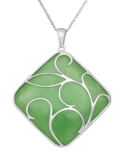 Macy's Dyed Jade Swirl Overlay Pendant Set In Sterling Silver