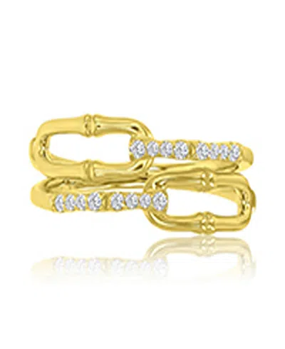 Macy's Elegant Cubic Zirconia Link Ring In 14k Yellow Gold Over Sterling Silver In Pattern