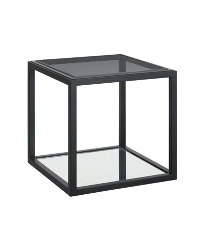 Macy's Ellis 22" Glass And Metal End Table In Black Ink