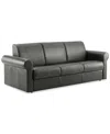 Macy's Elsher 85" Leather Sleeper Sofa, Created For  In Grey