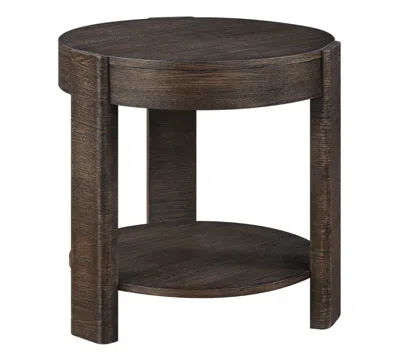 Macy's Ember 24" Wood Round End Table In Brown