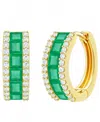 Macy's Emerald (1-1/3 Ct. T.w.) And Diamond (1/4 Ct. T.w.) Earrings In 14k White Gold In Green