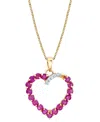 Macy's Emerald (1-1/3 Ct. T.w.) & Diamond Accent Heart 18" Pendant Necklace In 10k Gold (also In Ruby) In Ruby