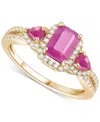 Macy's Emerald (1-1/3 Ct. T.w.) & Diamond Ring (1/3 Ct. T.w.) In 14k Gold (also In Ruby & Sapphire) In Ruby