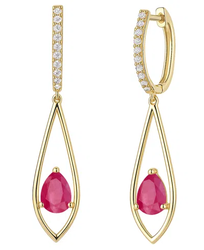 Macy's Emerald (1-1/4 Ct. T.w.) And Diamond (1/6 Ct. T.w.) Drop Earrings In 14k Gold (also Available In Sap In Brown