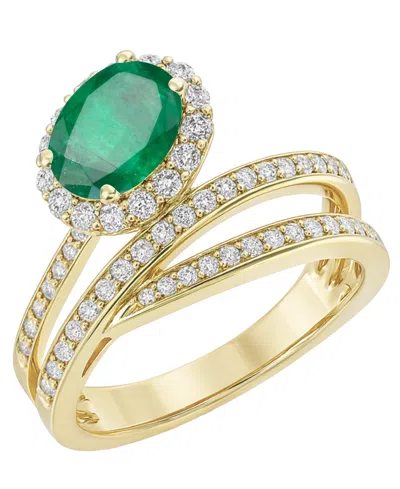 Macy's Emerald (1-1/5 Ct. T.w.) And Diamond (1/2 Ct. T.w.) Ring In 14k Yellow Gold (also Available In Sapph
