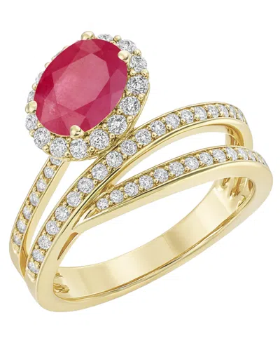 Macy's Emerald (1-1/5 Ct. T.w.) And Diamond (1/2 Ct. T.w.) Ring In 14k Yellow Gold (also Available In Sapph In White